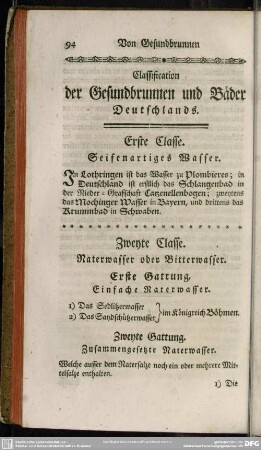 Classification der Gesundbrunnen und Bäder Deutschlands