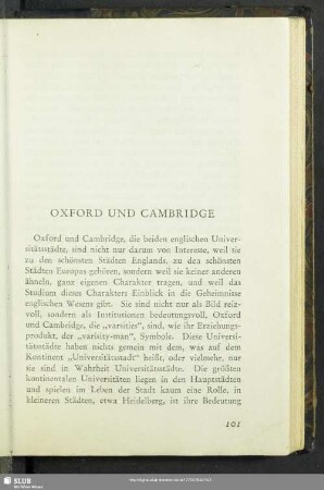 Oxford Und Cambridge