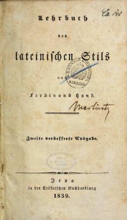 Lehrbuch des lateinischen Stils
