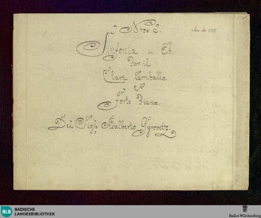 Symphonies. Arr - Don Mus.Ms. 588 : cemb; E|b; RicG E|b2