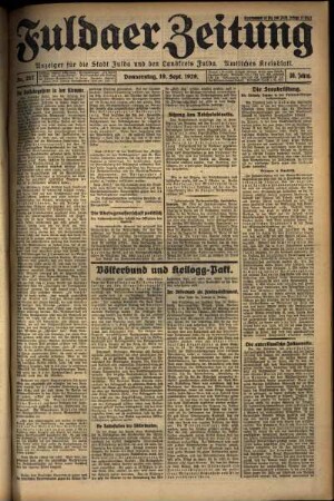 Ausgabe vom Donnerstag, den 19. September 1929.