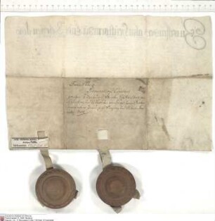 Es wird bekundet, dass Adalbert [von Schleifras], Abt von Fulda, und Philipp von Spiegel, Konventuale von Fulda und Propst von Petersberg, den fol...