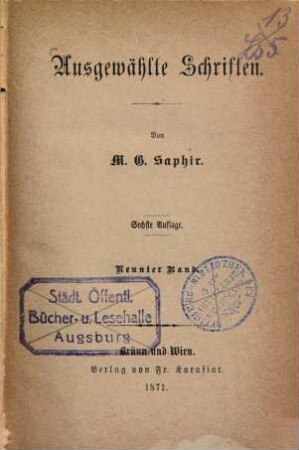 Ausgewählte Schriften : Classiker-Ausgabe in 10 Bänden, 9. Wilde Rosen