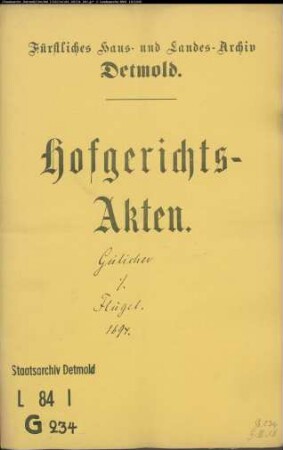 Gülicher, Anna Katharine, Witwe zu Oberheersten gegen Flügel zu Oberheersten und Johann Kord Gülicher zu Horn - Dotalgelder