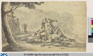 Thisbe ersticht sich an der Leiche des Pyramus