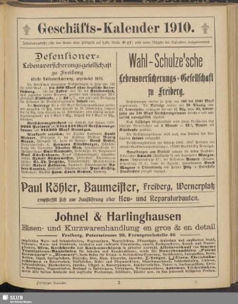 Geschäfts-Kalender 1910