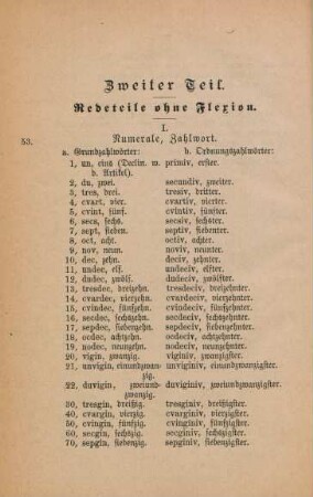 Zweiter Teil. Redeteile ohne Flexion