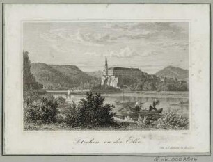 Ansicht von Tetschen, Radierung. 1840 : Tetschen an der Elbe / Schmidt sc. - Dresden : Otto u. Lehmann, [ca. 1840]. - 1 Kunstblatt : Radierung ; 10,2 x 6,8 cm