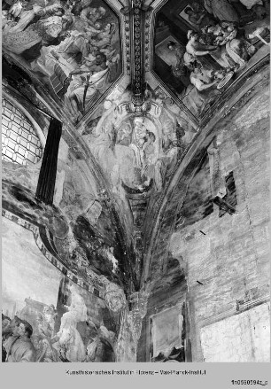 Szenen der Passion Christi, dem Leben Mariens und Johannes des Täufers : Szenen aus dem Marienleben : Kartusche mit Ruhe auf der Flucht nach Ägypten