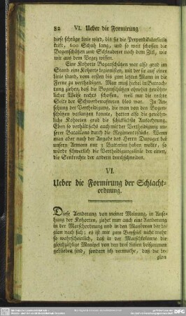 VI. Ueber die Formirung der Schlachtordnung