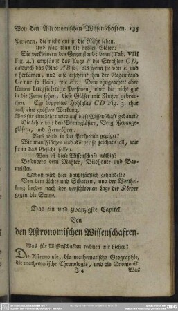 Das ein und zwanzigste Capitel. Von den Astronomischen Wissenschaften