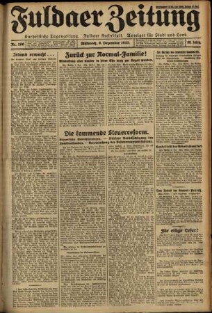 Erste Ausgabe vom Mittwoch, den 06. Dezember 1933.