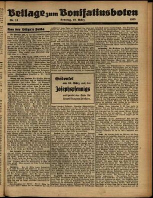 Zweite Ausgabe vom Sonntag, den 19. März 1933.