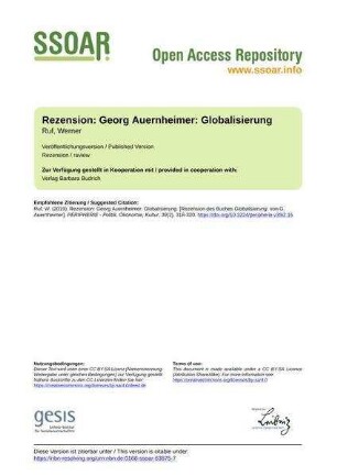 Rezension: Georg Auernheimer: Globalisierung