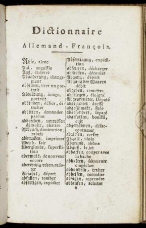 Dictionnaire Allemand - Francois.