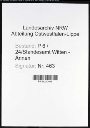 Heiratsregister Standesamt Witten-Annen