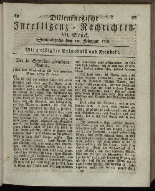 VII. Stück. Sonnabends den 17. Februar 1798.