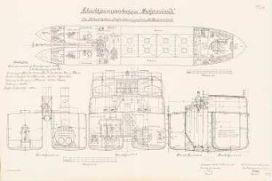 Schachtpumpenbagger »Stolpmünde« der Hafenbauinspektion Kolbergermünde, Kolberg: Schnitte 1:100, 1:50