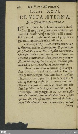 Locus XXVI. De Vita Aeterna