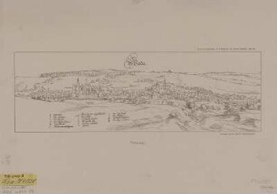 Ansicht von Werdau, Lithographie nach Federzeichnung von 1628, 1890 : Werda / [Zeichner Wilhelm Dilich. Hrsg. d. Faks.: Ehregott Zschille]. - Facsimile nach Federzeichng. - [Leipzig] , [um 1890]. - 1 Kunstbl. : Lithogr. ; 35 x 12 cm