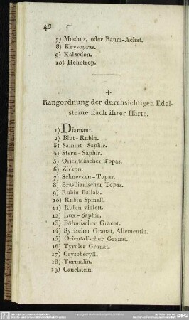 4. Rangordnung der durchsichtigen Edelsteine nach ihrer Härte