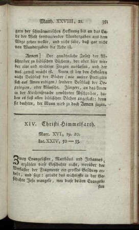 XIV. Christi Himmelfarth.