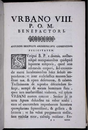Vrbano VIII. P. O. M. Benefactori