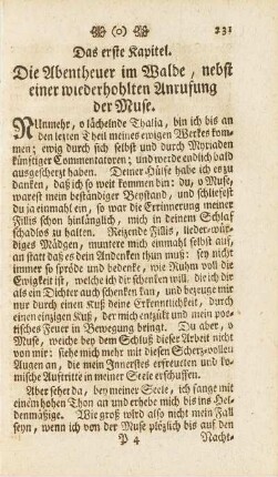 Das erste Kapitel. Die Abentheuer im Walde, nebst einer wiederholten Anrufung der Muse