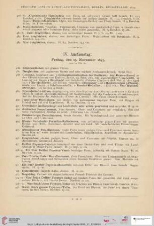 IV. Auctionstag: Freitag, den 15. November 1895 (Nr. 486 - 658)