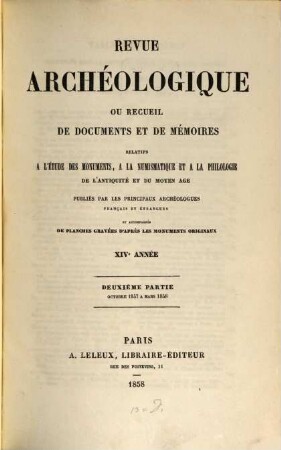 Revue archéologique. 14. 1857, Pt. 2