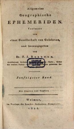 Allgemeine geographische Ephemeriden, 50. 1816