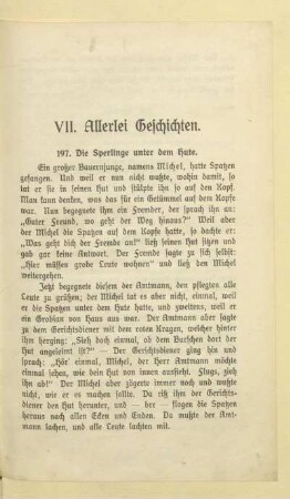 VII. Allerlei Geschichten