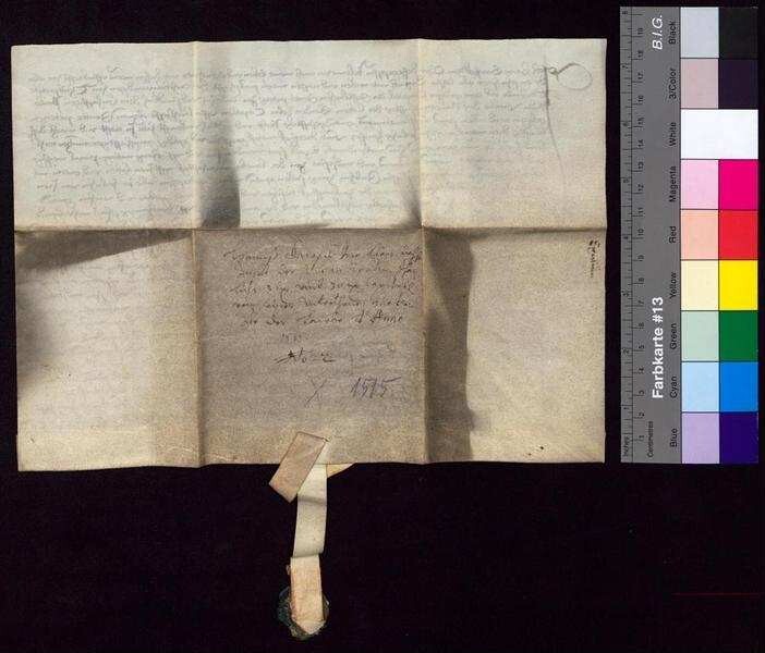 Hans von Gaußig (Hans Gausßczk) auf Kleindehsa (Cleyn deße) verkauft dem Domkapitel St. Petri in Bautzen, namentlich Paul Buda, dem Vikar des Gestifts der Elenden Seelen in der Kapellen auf dem Kirchhof von St. Petri zu Bautzen, auf Wiederkauf 30 Mark Groschen zu einem Zins von jährlich 3 Mark Groschen, den Hans Mittag, Paul Meißlig und Lucas Meister zu zahlen verpflichtet sind. | Digitalisierung: Stadtarchiv Bautzen