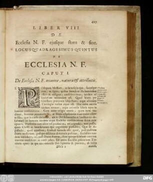 Liber VIII. De Ecclesia N. F. eiusque statu & fine.