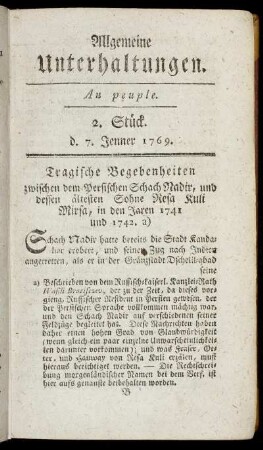 2. Stück. d. 7. Jenner 1769.