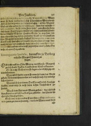 Interrogatoria Specialia, darauff die zu Borberg verhaffte Margreth ... [u. a.]