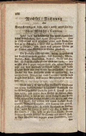 Wechsel-Rechnung oder Berechnungen der ein- und ausländischen Wechsel-Course.
