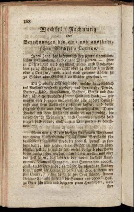 Wechsel-Rechnung oder Berechnungen der ein- und ausländischen Wechsel-Course.