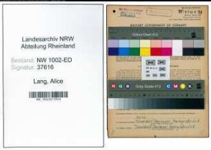 Entnazifizierung Alice Lang, geb. 06.02.1892 (Lehrerin)