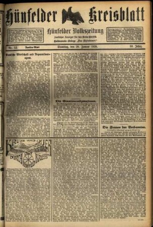 Zweite Ausgabe vom Samstag, den 28. Januar 1928.