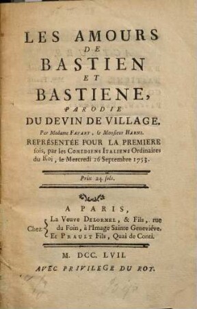 Les Amours De Bastien Et Bastiene : Parodie Du Devin De Village