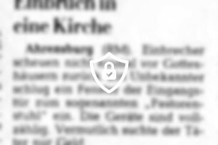 Einbruch in eine Kirche