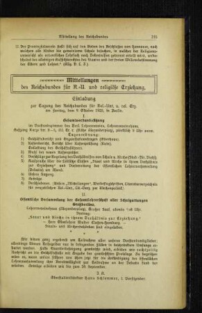 Mitteilungen des Reichsbundes für R.-U. und religiöse Erziehung