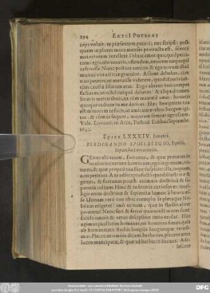 Epist. LXXXIV. Lovanii. Ferdinando Spoelbergio, Equiti, Toparchae Lovenioulio.