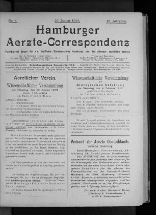 No. 4. 26. Januar 1913. 16. Jahrgang.