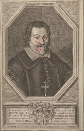 Reverendissimus et illustrissimus Princeps ac DD Joachimus Abbas Fuldensis, S.R.I. Princeps divae Augustae archicancellarius per Germaniam et Galliam Primas : S. R. I. Comes de Gravenegg