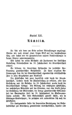 Kapitel XII. Rückblick.