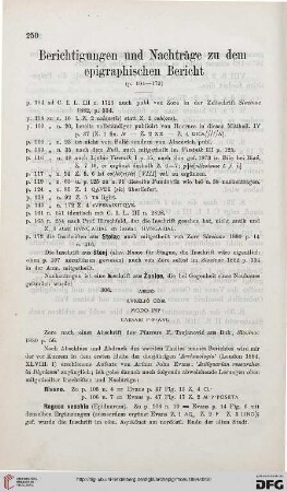 Berichtigungen und Nachträge zu dem epigraphischen Bericht