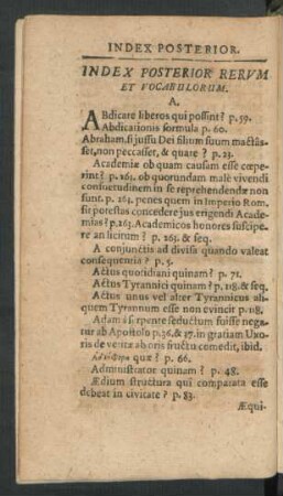 Index Posterior Rerum Et Vocabulorum