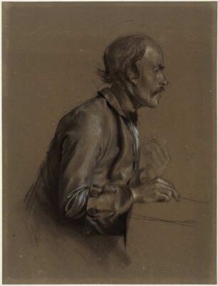 Halbfigur eines Mannes, Profil nach rechts, Studie zu "Tafelrunde in Sanssouci", 1850